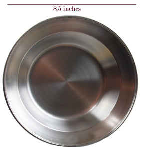 Stainless Steel Plate Set - 8.5 inch Ultra-Portable Dinnerware Set