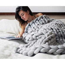 Load image into Gallery viewer, Chunky Knitted Blanket  (light-gray)