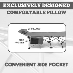 Deluxe Folding Collapsible Cot Single Person w Pillow and Carrying case
