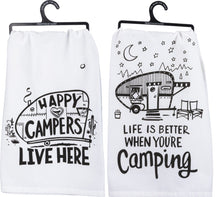 Load image into Gallery viewer, Happy Campers and Life is Better Towels - 2 pack
