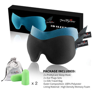 3D Sleep Mask with EarPlugs & Yoga Silk Bag