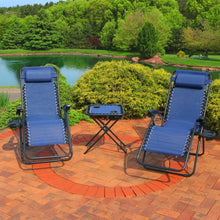 Load image into Gallery viewer, Zero Gravity Reclining Lounge Chairs Set of 2, with Pillows, Cup Holders and Matching Tables