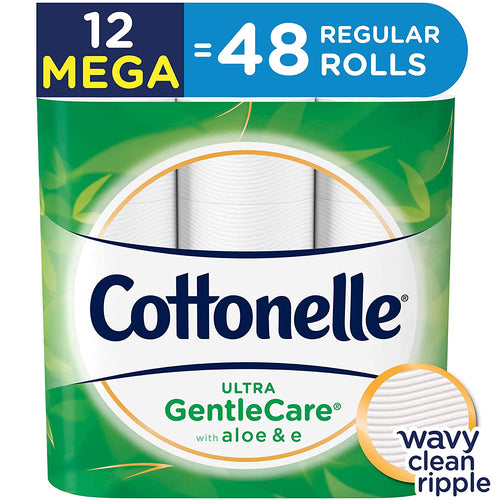 Cottonelle Ultra GentleCare Toilet Paper, Aloe & Vitamin E, 12 Mega Rolls