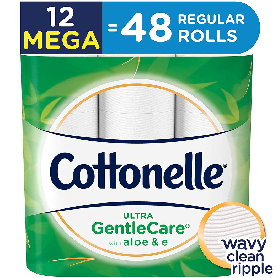 Cottonelle Ultra GentleCare Toilet Paper, Aloe & Vitamin E, 12 Mega Rolls