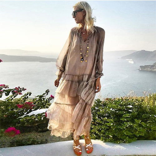 Women's  Petal Sleeve Linen Dress