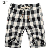 Load image into Gallery viewer, Men&#39;s Linen Plaid Casual Shorts