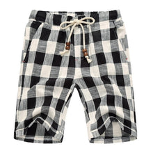Load image into Gallery viewer, Men&#39;s Linen Plaid Casual Shorts
