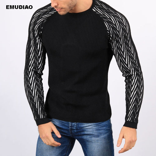 Men Patchwork Knitted Pullovers