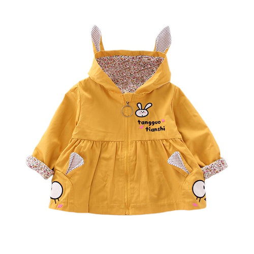 Girls Rabbit Hoodie Zipper Coat