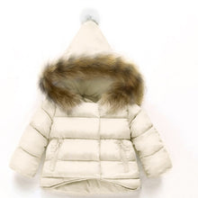 Load image into Gallery viewer, Girls Winter Fur Collar Coat hooded Outwear