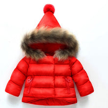 Load image into Gallery viewer, Girls Winter Fur Collar Coat hooded Outwear
