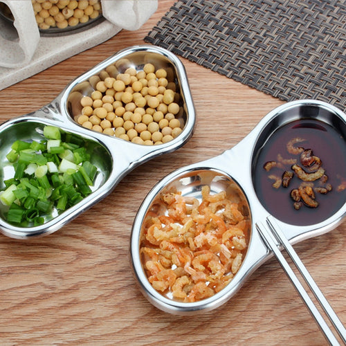 Stainless Steel Double Compartment Plate