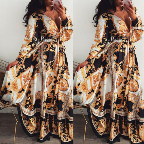 Women's Boho Wrap Long Summer Dress