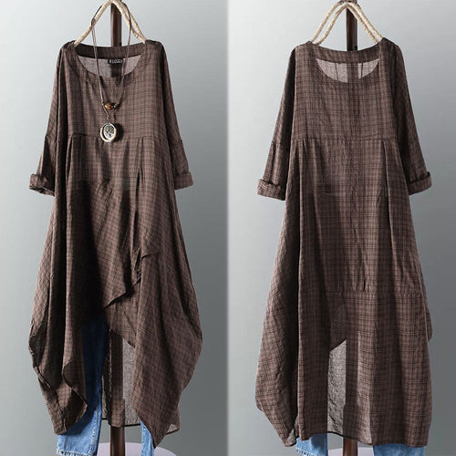 Asymmetrical Dress Women's Check Dress