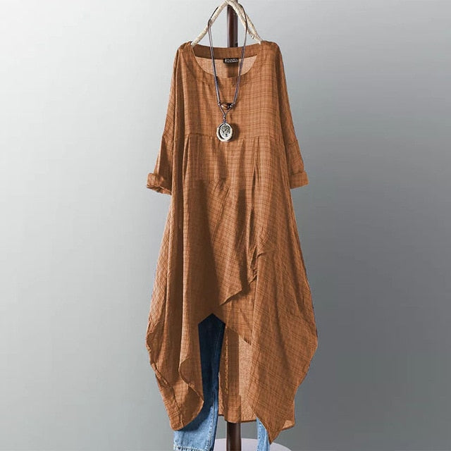 Asymmetrical Dress Women's Check Dress